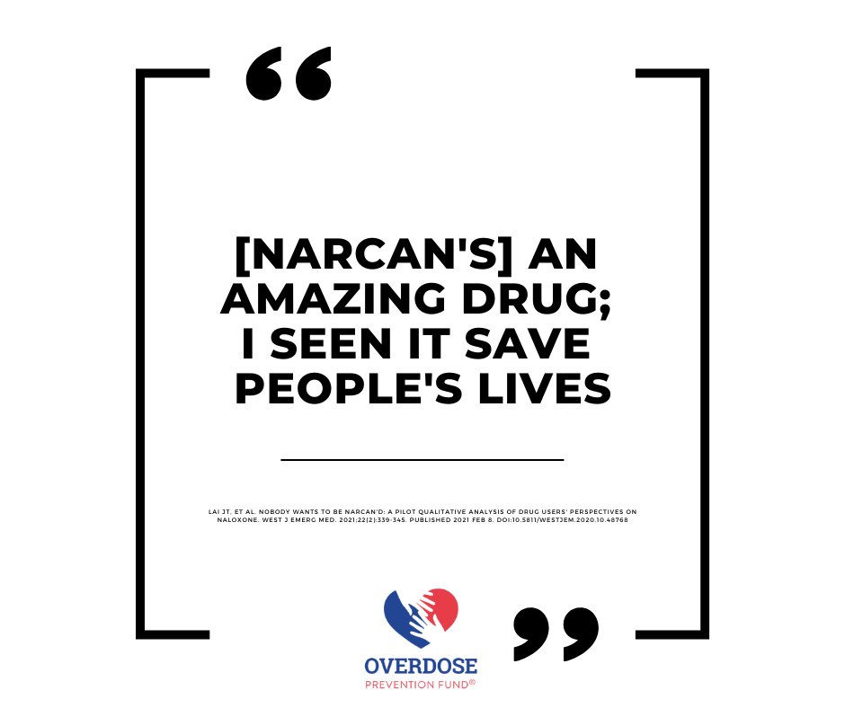 We love this illustrative quote from a pilot study aimed at exploring participant perceptions of, experiences with, and access to #naloxone