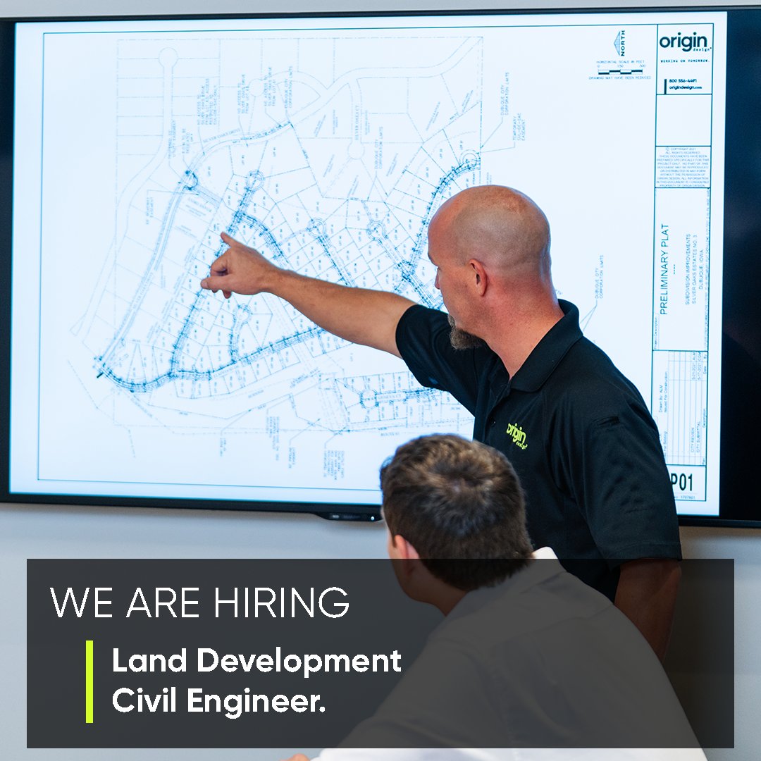 origindesign_co's tweet photo. We're Hiring! We're looking for a civil engineer to join our Land Development Team based out of our Dubuque OR Quad Cities Office. Think you'd be a good fit? Check out the link & apply now: https://t.co/YzMBCifqzf
#itstartshere #origindesign #dubuquejobs #quadcitiesjobs #hiring https://t.co/kwD8S36zwL
