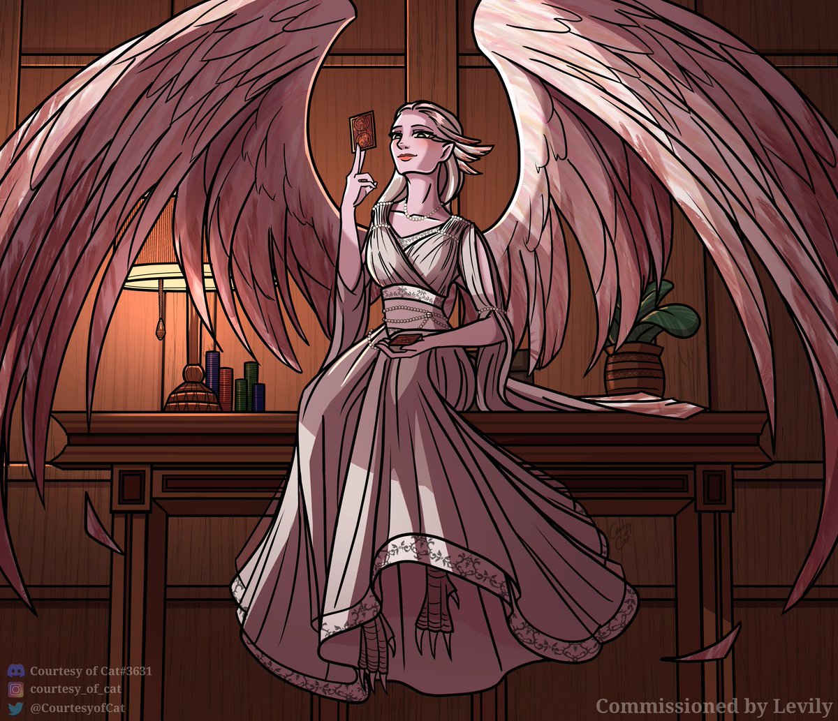 CourtesyofCat's tweet photo. 🪶 Finished commission of a gorgeous half elf, half aarakrocra, for Levily on Reddit 🪶 https://t.co/cVfrsSCAB5