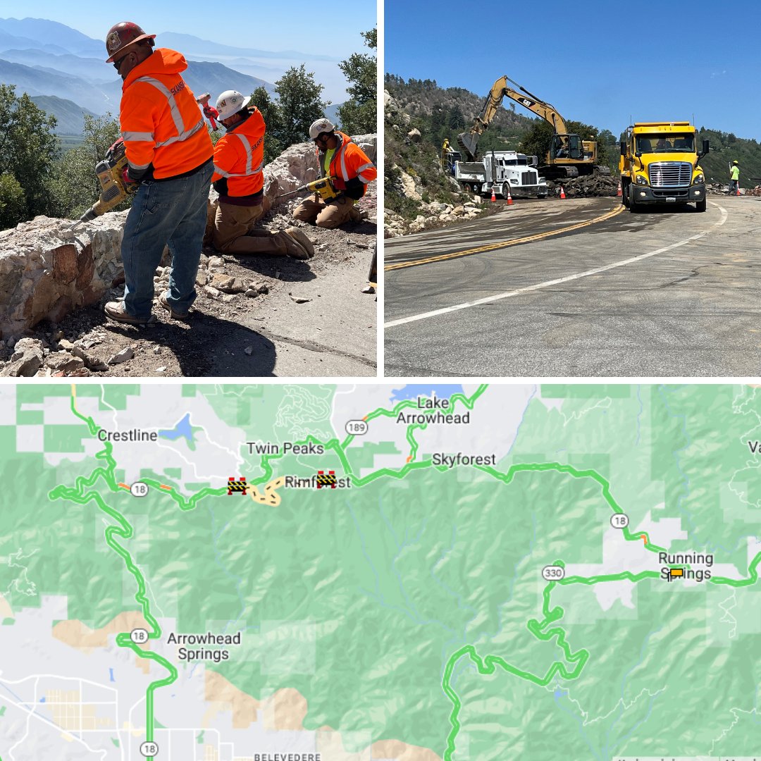 Caltrans8's tweet photo. Want to get to #LakeArrowhead, #TwinPeaks, #BlueJay or #Skyforest in the #SBMountains? If you are trying to head there this holiday weekend, keep in mind we have a closure on SR-18 at Lake Gregory Dr and you'll need to take SR-189 or SR-330 to get to these communities! #Caltrans8 https://t.co/diZ6ZMk7EF