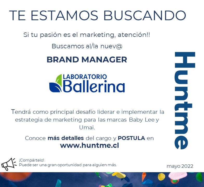 udpempleos's tweet photo. Atención profesionales de ingeniería! 
Laboratorio Ballerina, empresa chilena con más de 60 años de trayectoria en el mercado de higiene y cuidado personal, busca Brand Manager para sus marcas Baby Lee y Umai.
Revisa los detalles y postula aquí 
https://t.co/ZjfHbUwhRc
#haypega https://t.co/eIUxnepuFs