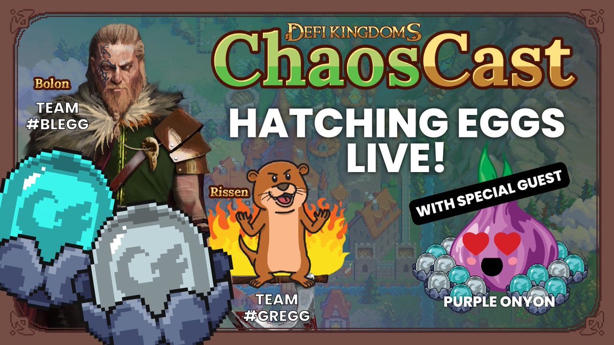 DeFiKingdoms's tweet photo. 🪺Join us in hatching eggs live on ChaosCast! 🪺
🥚Friday May 27th 8PM EDT🥚 https://t.co/5n7hACZOut