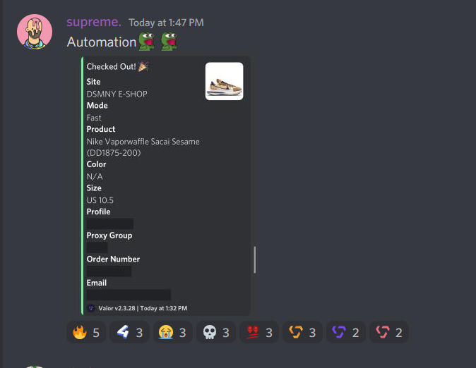 ValorAIO's tweet photo. AUTOMATION DOMINATION – ✨

Valor Shopify Automation is clearing stock on your favorite shops. Too easy for our users. 🤭

Drop a like if you'd like to experience our latest Automation Update. ❤️ https://t.co/A8xSLeFoAu