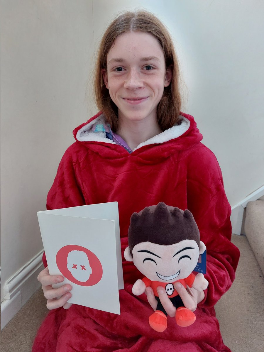 carolineinkpen's tweet photo. @SeniacGaming Dominic was very happy to receive his Seniac Plush for his 16th Birthday! Do you remember the card you sent him for his 13th? (His prized possession!) He still watches every single video you upload.. https://t.co/pjaOsxd9Dz