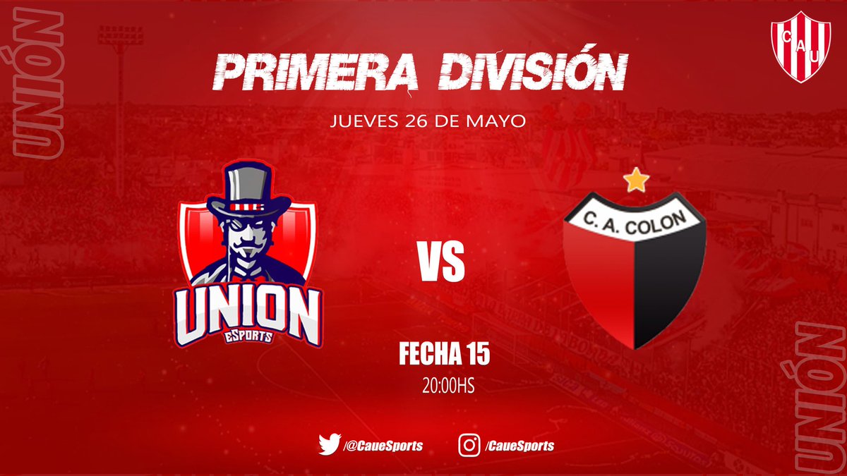 Club Unión eSports (@cauesports) on Twitter photo Hoy jugamos el clásico contra <a href="/ColonEsports/">C.A. Colón Esports</a> por la Fecha 15 de la Superliga de <a href="/IESAFIFAar/">IESA Argentina</a> en el Twitch de <a href="/DiarioOle/">Diario Olé</a> 🖥
🕣 20:00hs
🎙 <a href="/JuanmaViera27/">Juanma Viera</a> <a href="/NonoLoko10/">NonoLoko🔟</a>
🖥️ Twitch.tv/Diariooleok
🛑Vengan a alentar al mas grande de Santa Fe😎
#VamosUnion Hoy jugamos el clásico contra <a href="/ColonEsports/">C.A. Colón Esports</a> por la Fecha 15 de la Superliga de <a href="/IESAFIFAar/">IESA Argentina</a> en el Twitch de <a href="/DiarioOle/">Diario Olé</a> 🖥
🕣 20:00hs
🎙 <a href="/JuanmaViera27/">Juanma Viera</a> <a href="/NonoLoko10/">NonoLoko🔟</a>
🖥️ Twitch.tv/Diariooleok
🛑Vengan a alentar al mas grande de Santa Fe😎
#VamosUnion