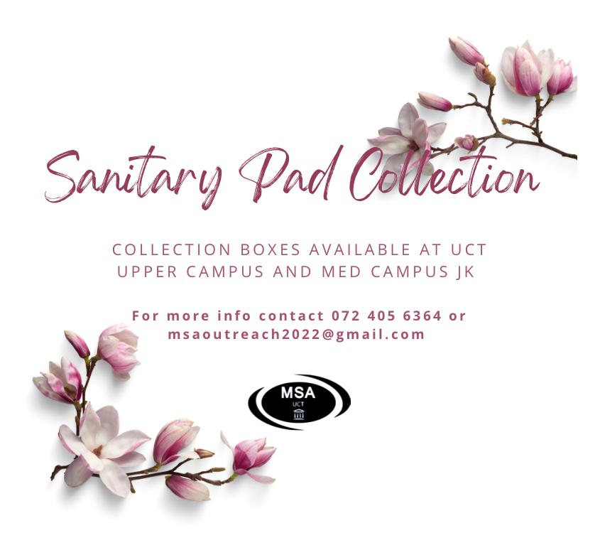 UCTMSA's tweet photo. Period poverty is a widespread issue in South Africa. Many females are prevented from attending work and school due to a lack of access to menstrual hygiene products. Help make the lives of some of our fellow South African sisters a little easier by donating towards this cause. https://t.co/d8ZcjsxoVV