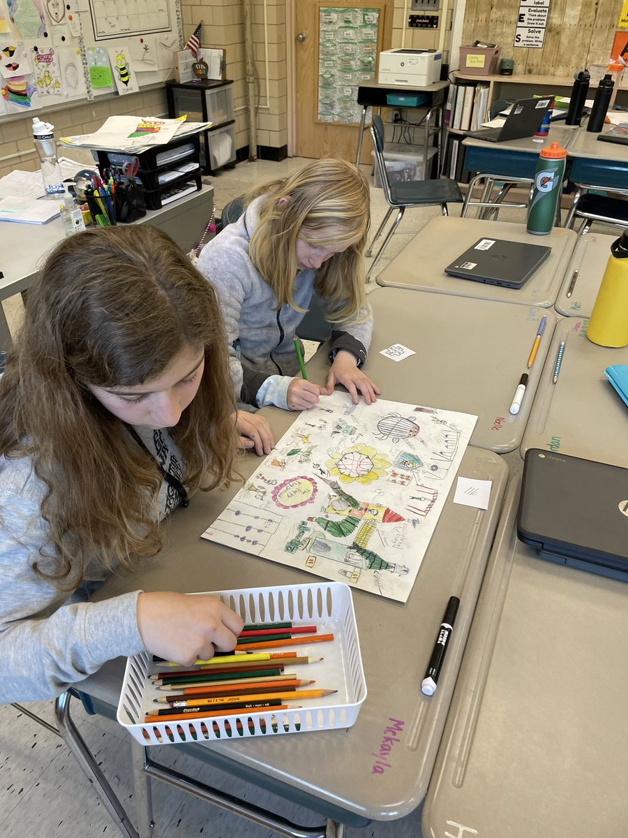 Hughes5thGrade's tweet photo. Lots of group work and collaboration going on in room 19! This week has consisted of two different math projects involving geometry, area, and perimeter AND a science project all about animal adaptations! 🦊🐻🦅🦍 #PBL #HAYNation @MrsCorreiraHAY https://t.co/G0aXhxYkPt
