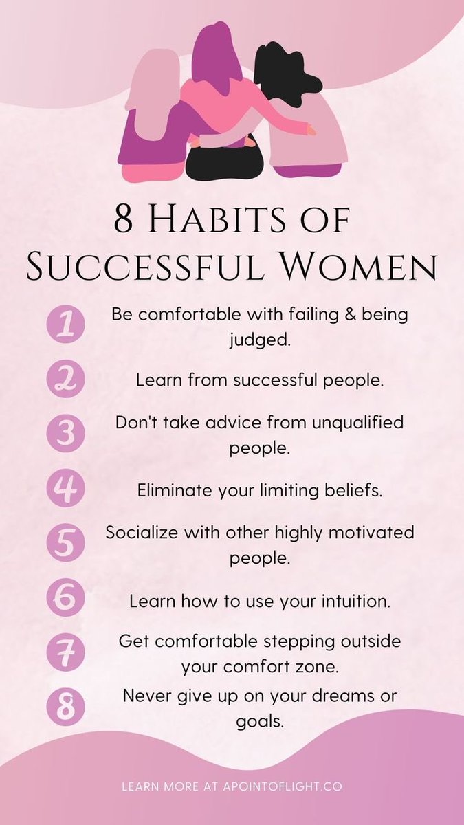 aditipatankar's tweet photo. 8 #habits of #successful #women ! #womeninbusiness #womenentrepreneurs https://t.co/anVg9gtFYi