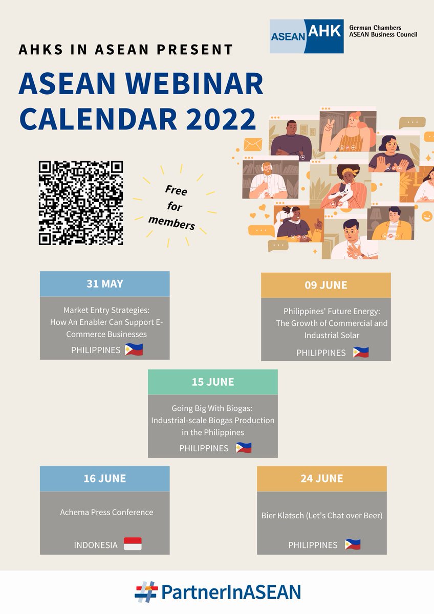 AHKVIETNAM's tweet photo. π£π£π£ π₯β°Our upcoming webinars in May and June 2022, which are FOC for AHK and GBA members, you could find here π
#PartnerInASEAN
#PartnerInVietnam https://t.co/7r5ncpe8wZ