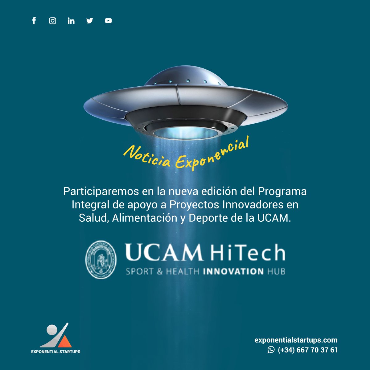 exponentialsup's tweet photo. Un año más, nuestro Co-Founder y CEO de #ExponentialStartUps 🚀, #AsierBasterretxea 👨🏻🏫, participará como formador de #Exponencialidad y #StartupsExponenciales 🦄 en esta nueva edición del 🛸 Programa de la #UCAMHitech, una incubadora y aceleradora "vertical" https://t.co/xXlGtJLojW
