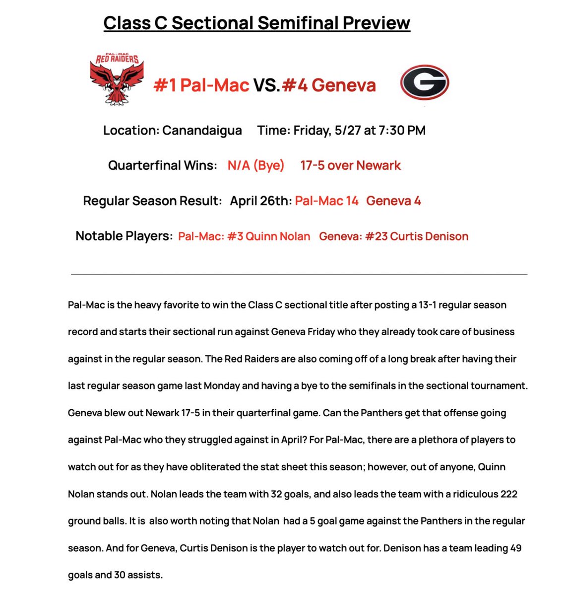 Section V Lacrosse Analysis tweet media