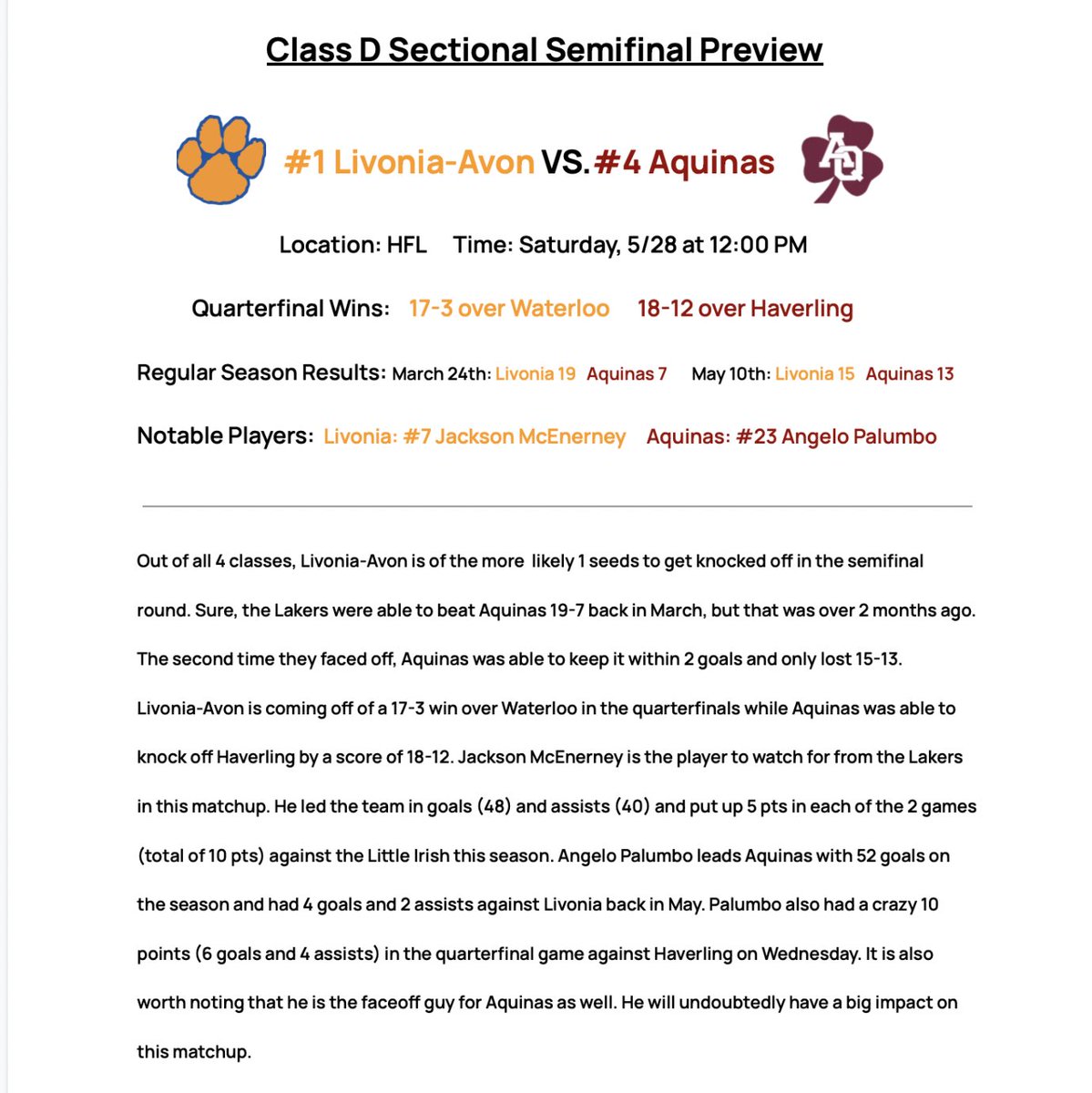 Section V Lacrosse Analysis tweet media