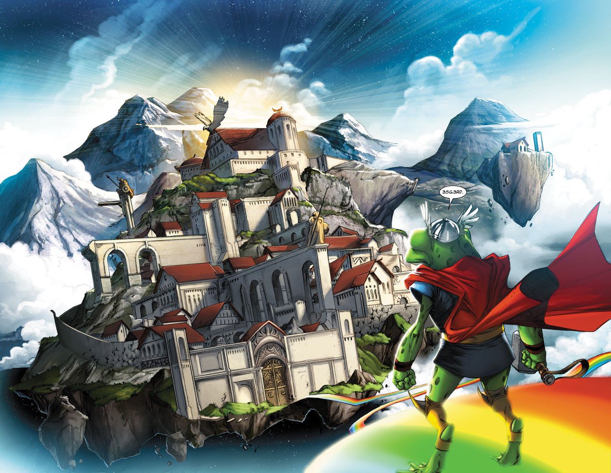 “He had the power of the God of Thunder, as well as his hammer. And e'er since, that frog, newly dubbed Throg, uses yon hammer to protect his clan and stands e'er vigilant against any who would threaten them!”