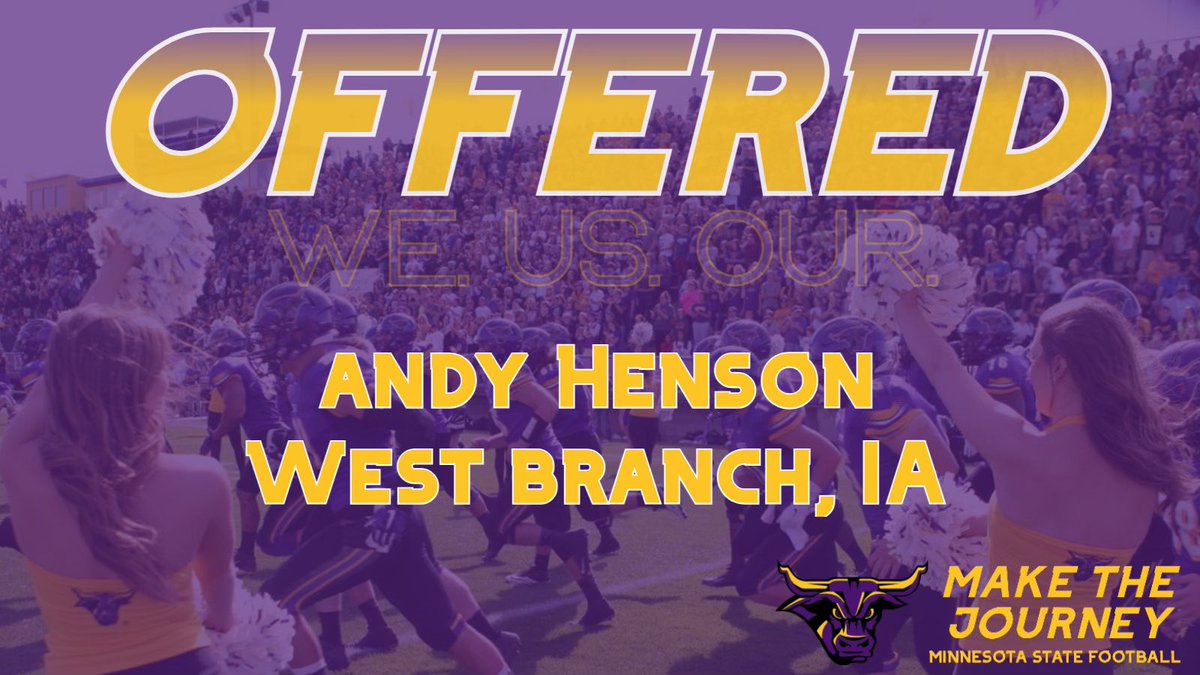 Andy Henson (@andyhenson0) on Twitter photo After talking with <a href="/CoachHevel50/">Graham Hevel</a>, I am excited to announce I have received an offer to play football for <a href="/MinnStFootball/">Minnesota State Football</a>. <a href="/JimGlogowski/">Coach Glo</a> After talking with <a href="/CoachHevel50/">Graham Hevel</a>, I am excited to announce I have received an offer to play football for <a href="/MinnStFootball/">Minnesota State Football</a>. <a href="/JimGlogowski/">Coach Glo</a>