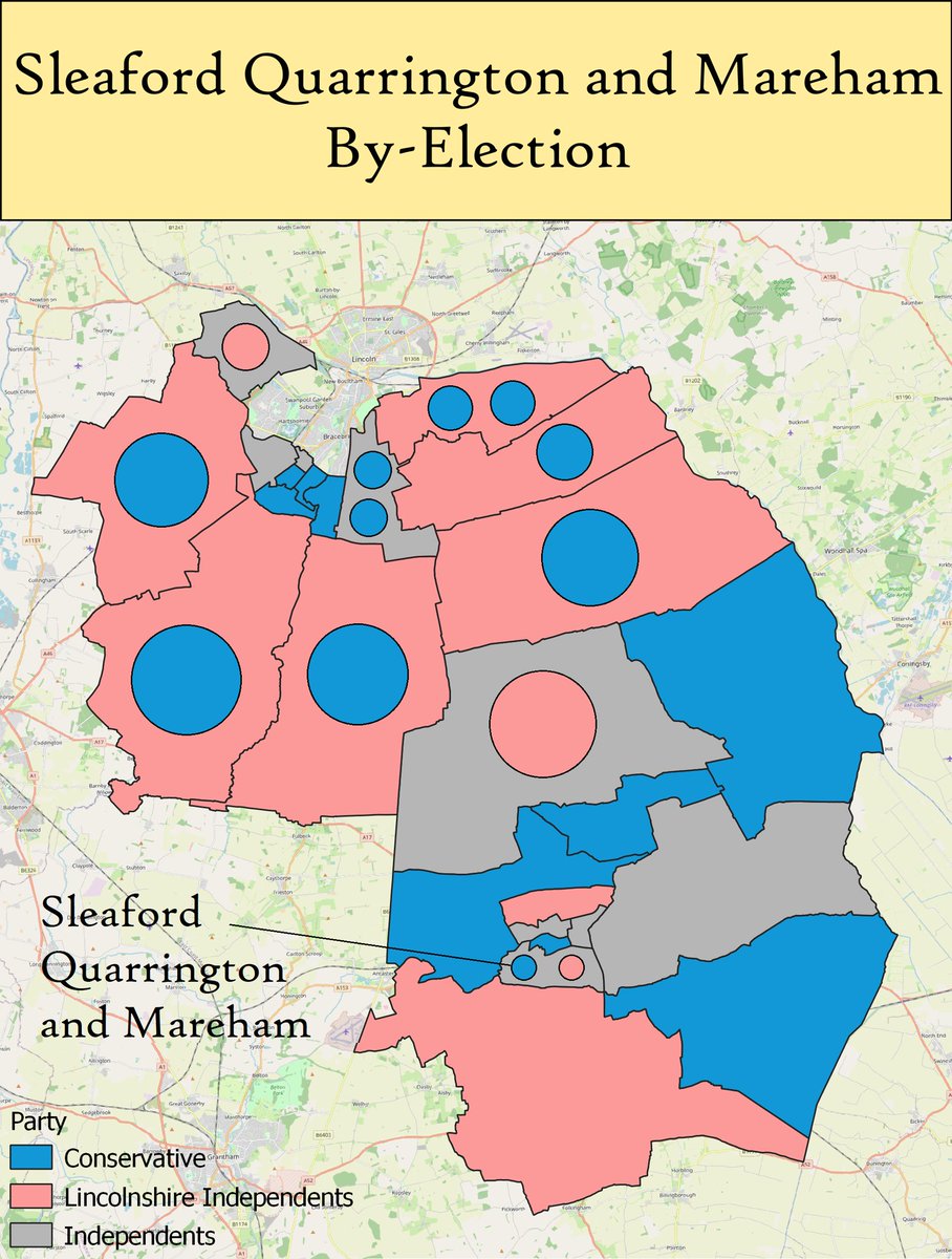 Sleaford Quarrington &amp; Mareham By-Election, North Kesteven
Lincolnshire Ind GAIN

Lincs Ind: 40% (+40)
Conservative: 39% (+6)
Labour: 21% (-2)

New Council:
23 Conservative
11 Lincs Ind
9 Independent