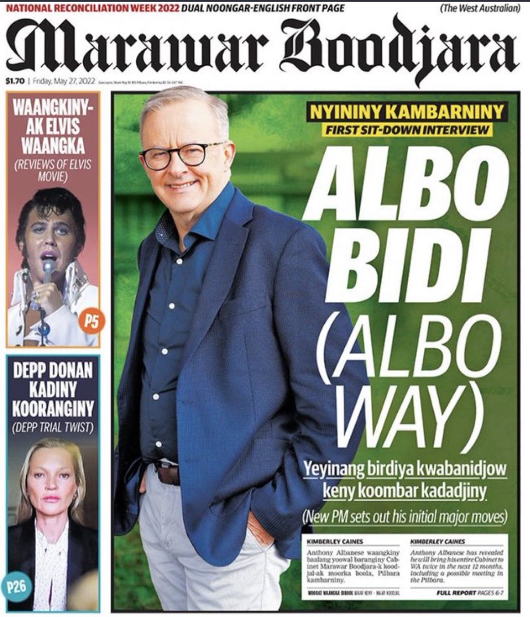 SarahJaneTasker's tweet image. In case you missed it, this deserves another push as it truly is awesome to have a daily newspaper do this - no other major paper in the country is leading the way on P1 like the @westaustralian. #NRW2022  #alwayswasalwayswillbe