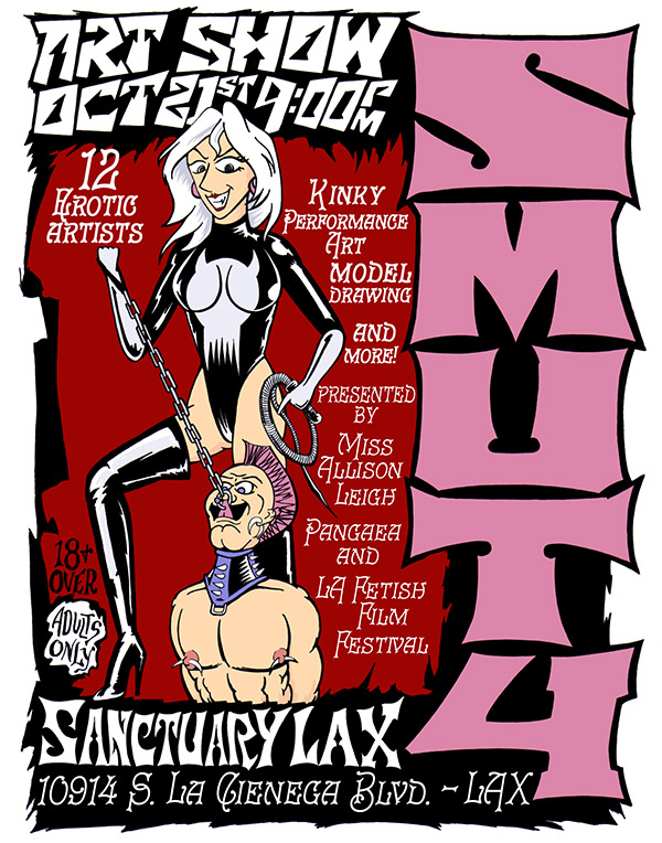 This was for an event <a href="/allisonleigh_sm/">Allison Leigh</a> did at <a href="/SanctuaryLAX/">🆂🅰🅽🅲🆃🆄🅰🆁🆈 🅻🅰🆇</a> long ago. It only looks like I ripped off @ARTofCOOP (actually, <a href="/frankkozik/">Frank Kozik</a>, who did the colors for Chris's screenprints) if you look closely, the Domme is influenced by Zin of #FlakyPastryComics by <a href="/falingard/">Falingard 🥐</a>