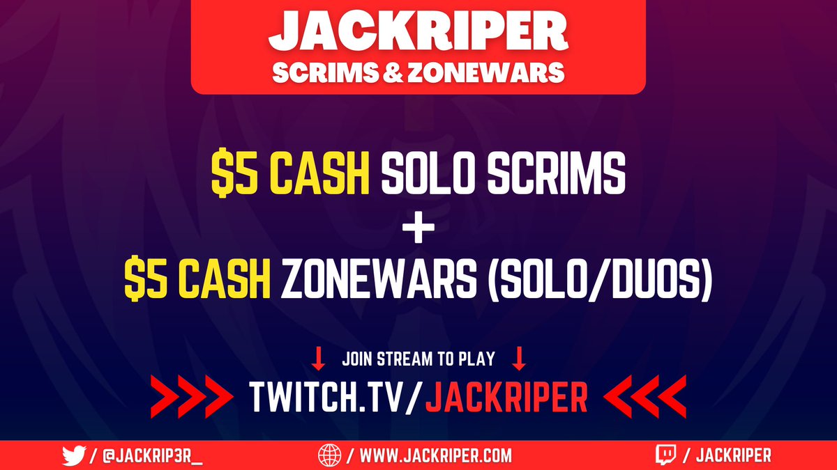 JACKRIP3R_'s tweet photo. 💰 $5 MONEY SCRIMS + ZONEWARS

🕹 Solo &amp; Duos Zonewars
🕹 4TH Zone Scrims
💰 Paid by PayPal 

🔴 Live Now, Join Stream👇
- https://t.co/Vz6u1KmqN3 https://t.co/e60rcyVeAY