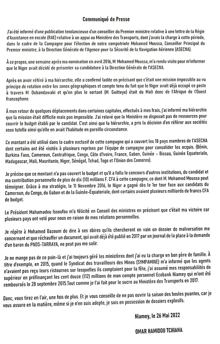 [🤲] Je suis une fois de plus la cible de <a href="/mohamedbazoum/">Mohamed Bazoum</a> qui, empêtré dans ses bourdes et violations de la constitution, espère par ce gimmick me salir et faire oublier aux Nigériens son incapacité à résoudre leurs problèmes  d'insécurité, de famine et de corruption.