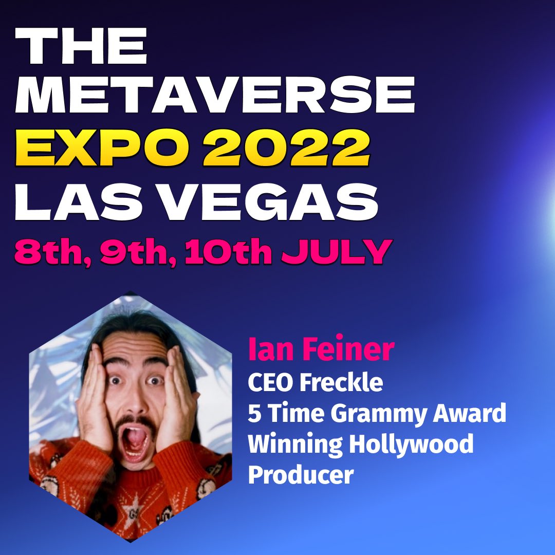 We are super excited to announce that Ian Feiner will be joining us at the #LasVegas #MetaExpo22 in 7 weeks time!! 

Ian is the CEO of Freckle and a 5 time Grammy award winning Hollywood Producer.

We hope you can join us! 🥳

themetaverseexpo.io #TME22 #Metaverse #TCGWorld