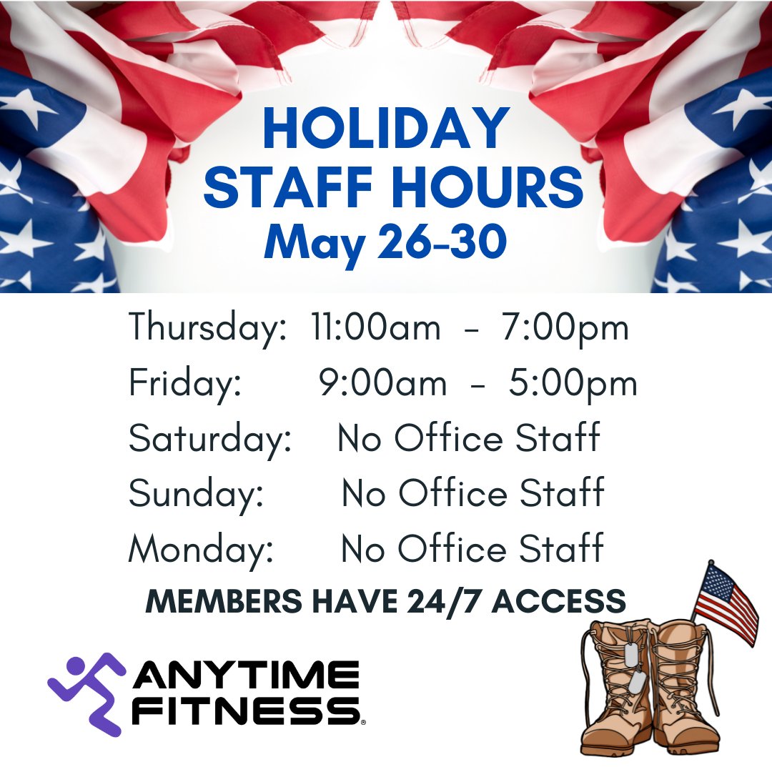 anytime fitness staffed hours saturday