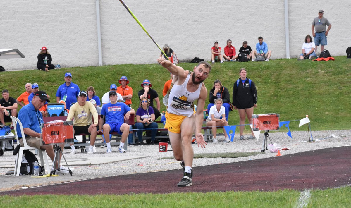 NCAC's tweet photo. .@AlleghenyXCTF sophomore Jacob Boord finishes 12th in the men’s javelin at the @NCAADIII championships with a throw of 61.56 meters! #NCACPride https://t.co/dxFhvYesMS