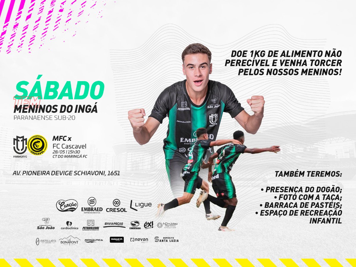maringafc's tweet photo. Aproveitando a deixa, sabadão o duelo será no campo de novo. Os meninos do ingá enfrentam o @fc_cascavel, valendo a liderada do Grupo D no Paranaense Sub-20.
Boraaaa pro CT, galera! 👊
#futebol #paranaense #base #meninosdoinga https://t.co/7BJftRO8Fp