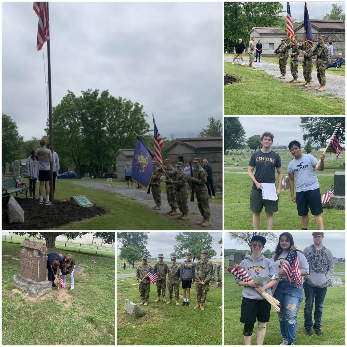Jrotc presenting the colors at Mt. Olivet Cemetery today. Thank you for the Cadets that came out today and helped place flags for the veteran graves.
