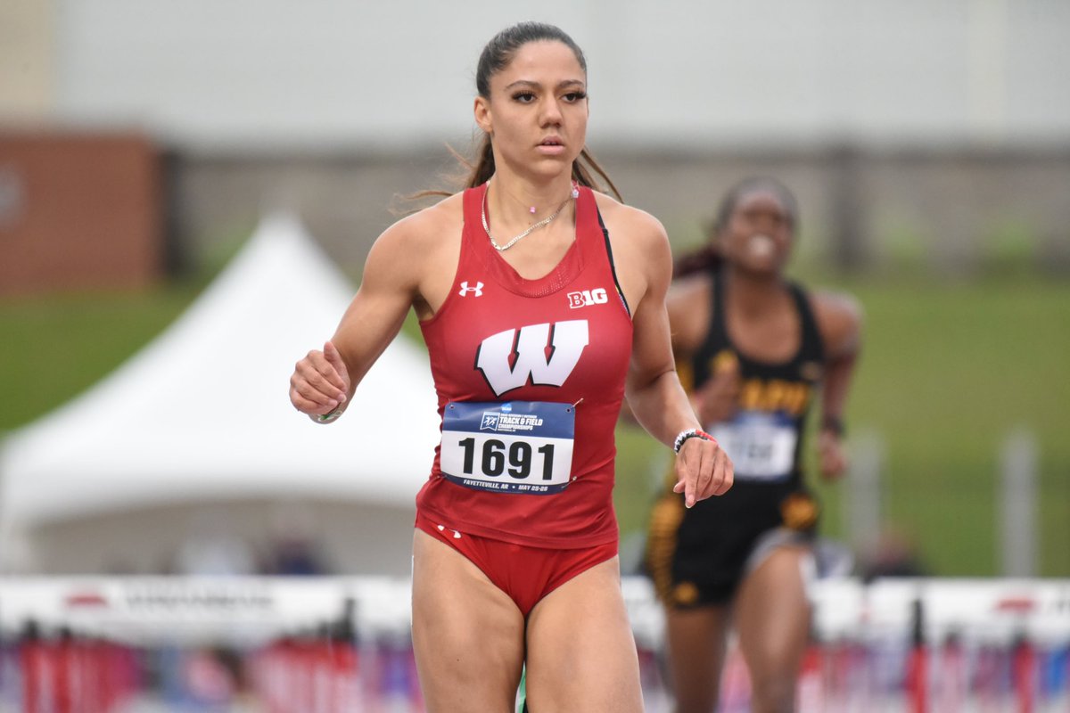 BadgerTrackXC's tweet photo. Congrats to Destiny Huven as she heads to the quarterfinals in the 100m hurdles on Friday! Finishing second in her heat with a time of 13.16! https://t.co/DjBjS9mjSo
