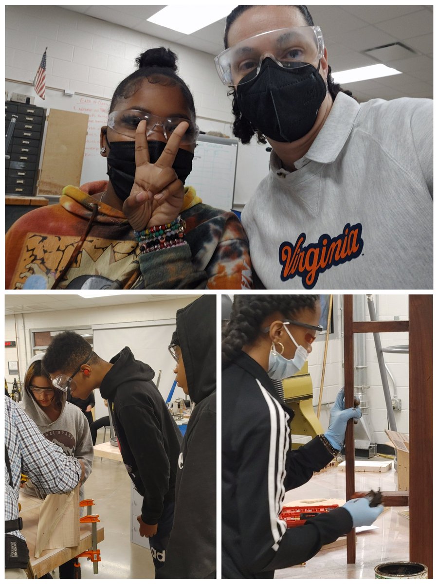 JoAnaMJSmith's tweet photo. Amazing work in Mr. Kimball's class today...the first group working to build a book stand and this Springer putting wax on her plant stand. @WeAreHSHS Springers are so talented! #lifereadiness https://t.co/Te6jVj0VhP