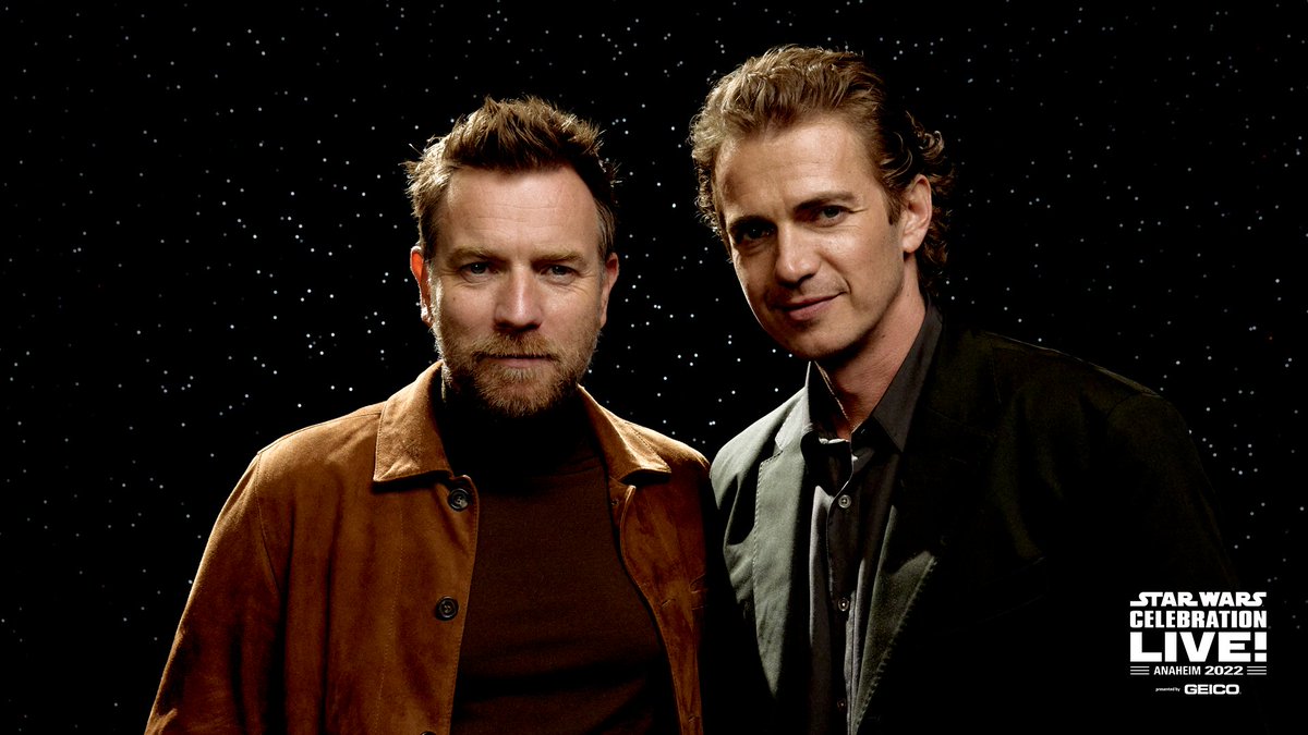 starwars's tweet photo. #ObiWanKenobi's Ewan McGregor &amp; Hayden Christensen join the #StarWarsCelebration LIVE! Stage now: https://t.co/j6eKV4TPoB https://t.co/D4lMHG5KwG