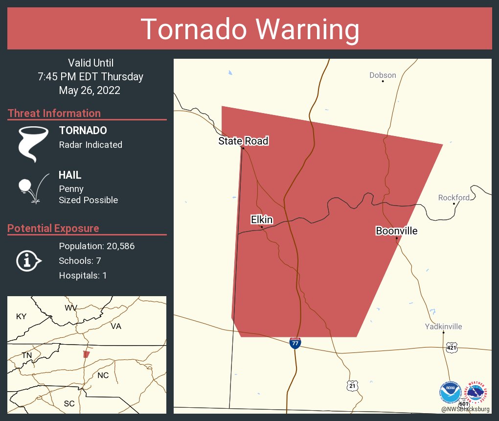 NWS Tornado on Twitter "Tornado Warning continues for Elkin NC