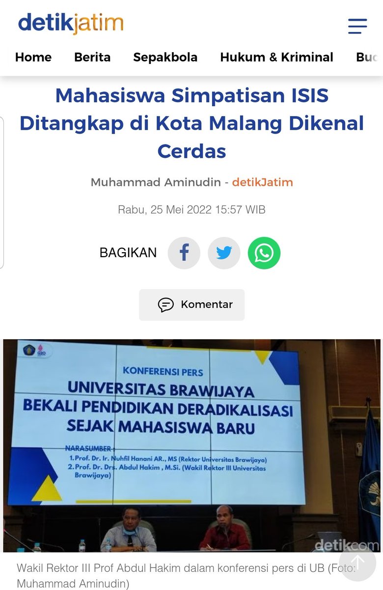 gisellania's tweet photo. "Itu mhs kami, dr proses belajar mengajar relatif pintar. Karena indeks prestasinya di atas tiga," ujar Wakil Rektor III Bidang Kemahasiswaan Prof Abdul Hakim 

"Yg bersangkutan mahasiswa angkatan 2019, skg semester keenam. Ini yg menjadi sebab kami menyayangkan," kata Hakim https://t.co/fijGilmCzf