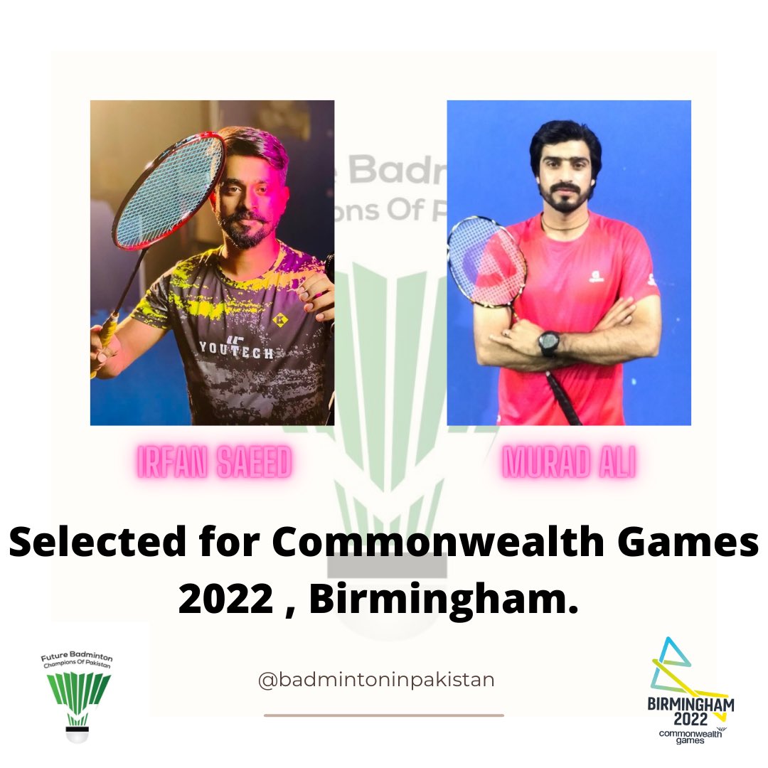 badmintoninpak's tweet photo. M.Irfan Saeed &amp; Murad Ali, Selected for Commonwealth Games 2022, Birmingham.

#BadmintoninPakistan
#FutureBadminton https://t.co/JeFyd2Gwul