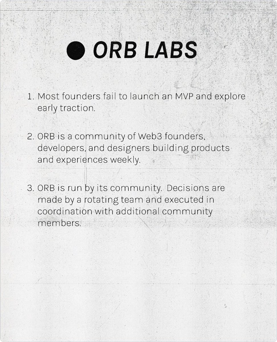 ORB is a community of Web3 founders, developers, and designers building in public weekly.