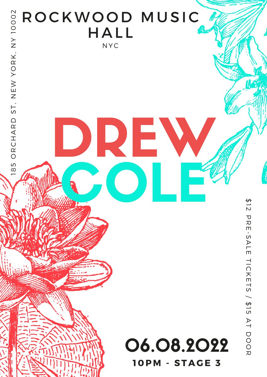 Drew Cole (@drewcolemusic) on Twitter photo NYC! i'm coming to serenade you on June 8th at <a href="/RockwoodNYC/">Rockwood Music Hall</a> Stage 3. Grab tix here - seetickets.us/event/Drew-Col… 🎵 NYC! i'm coming to serenade you on June 8th at <a href="/RockwoodNYC/">Rockwood Music Hall</a> Stage 3. Grab tix here - seetickets.us/event/Drew-Col… 🎵