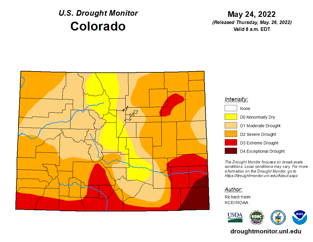 NWSBoulder's tweet photo. The recent snow and rain over the last week improved drought conditions over a large portion of central and eastern Colorado. But there is still a long way to go to get rid of drought in the state. #COwx https://t.co/bmqiBanTav