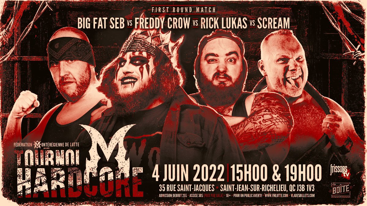 FmLutte's tweet image. #FMLhardcore tournament June 4th/4Juin 2022

@FredPCrow
 vs Scream vs Big Fat Seb vs Rick Lukas

3pm
fmlhardcorefirstround.eventbrite.ca

7pm
fmlhardcorefinal8.eventbrite.ca

35, ST JACQUES Saint-Jean-sur-rich.