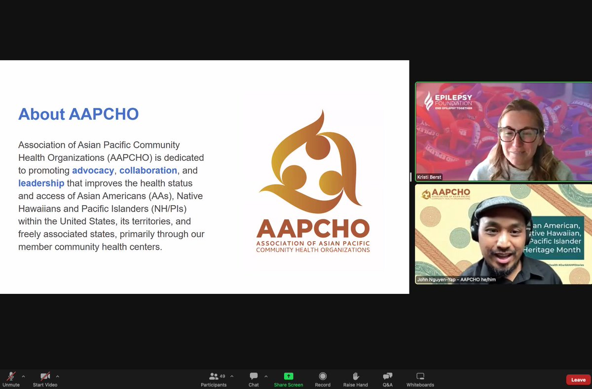 AAPCHOtweets's tweet photo. Happening now! @EpilepsyFdn + @AAPCHOtweets are hosting the "Seizure First Aid Certification Training!" Hop right in to hear Naomi Manuel of @EpilepsyHawaii share how you can recognize a seizure. #AANHPI 

Register: https://t.co/Q5NOG3z1lg https://t.co/leFQ2ZoEcY