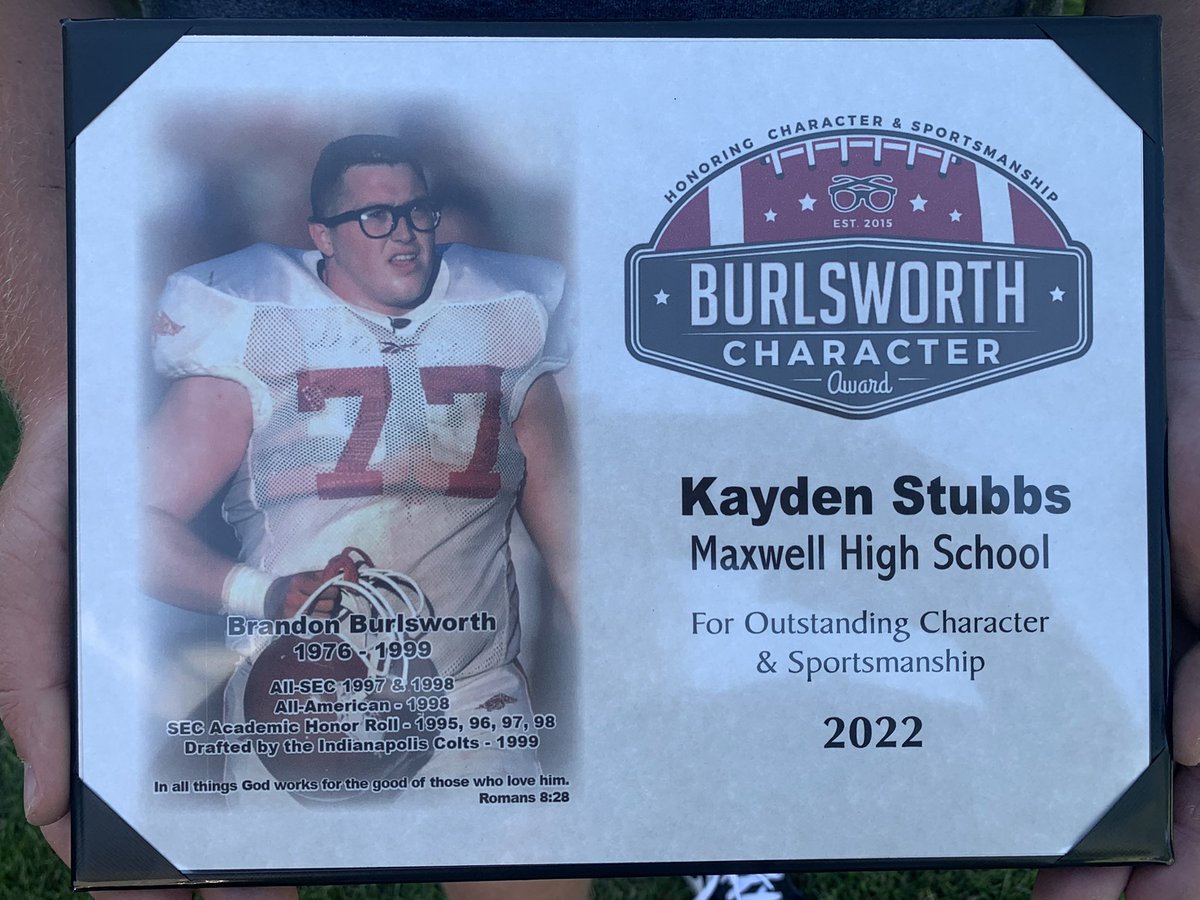 So honored to be awarded the National Burlsworth Character award!!