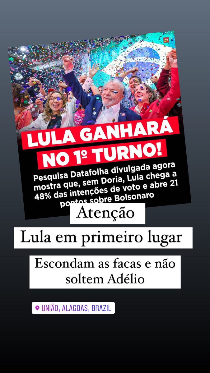 #LulaNoPrimeiroTurno #Lula13Presidente
