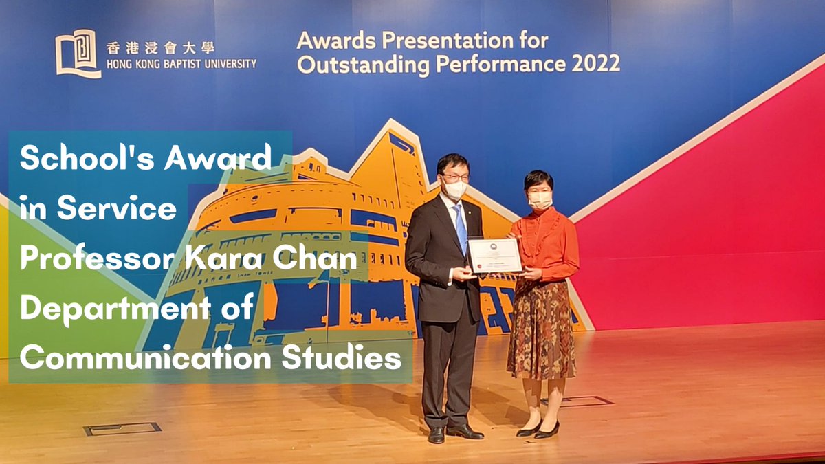 HKBUCOMF's tweet photo. Congratulations to our faculty felicitated for Outstanding Performance by 
@hkbaptistu

Prof. Kara Chan, Department of Communication Studies
Dr Regina Chen, Department of Communication Studies
Dr Xinzhi Zhang, Department of Journalism 
@xin_zhi_zhang https://t.co/bLQsvm0Zus