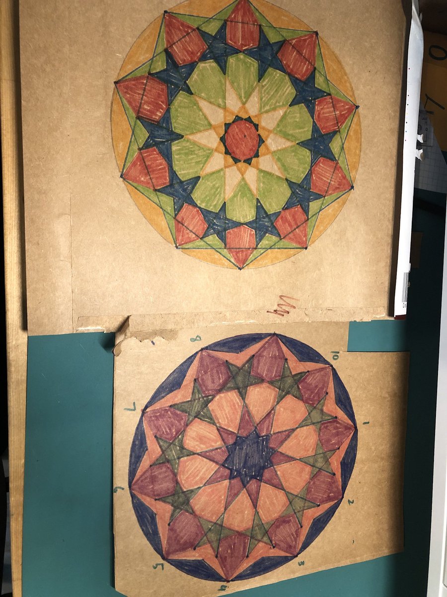 MmeMcConnell's tweet photo. A former student popped by to see what their friends were up to.
Me: Islamic tiling
S: “Ooh - That was my favorite thing I’ve ever done in math class.”
Ss with math-related trauma benefit from #mathart too. #rehumanizing #maths #education #ethnomathematics https://t.co/Nob3HIUMu5