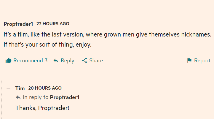 From the comments on the FT review of Top Gun