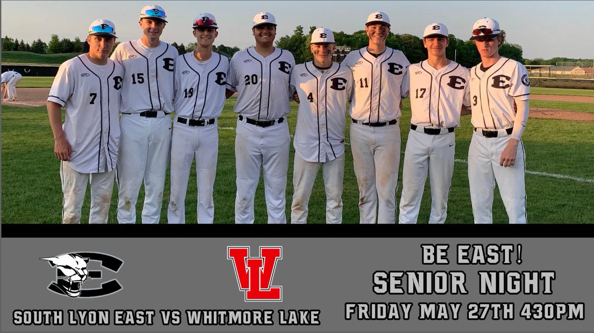 SENIOR NIGHT | Tomorrow we honor our seniors! We thank all of them for their time and dedication to the program! We wish nothing but the best for their future! 

⌚️: Tomorrow, May 27th at 4:30pm
📍: <a href="/SouthLyonEastHS/">South Lyon East HS</a> 

#BeEAST | <a href="/LakesVC/">Lakes Valley Conf.</a>