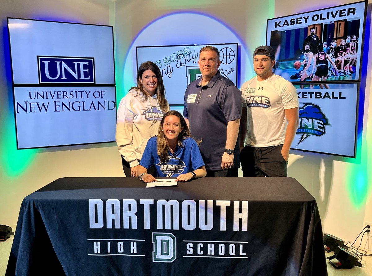 Congratulations to <a href="/DartmouthHS/">DartmouthHS</a> Senior Kasey Oliver who signed a letter of commitment to continue her basketball career at the University of New England! #DartmouthHS