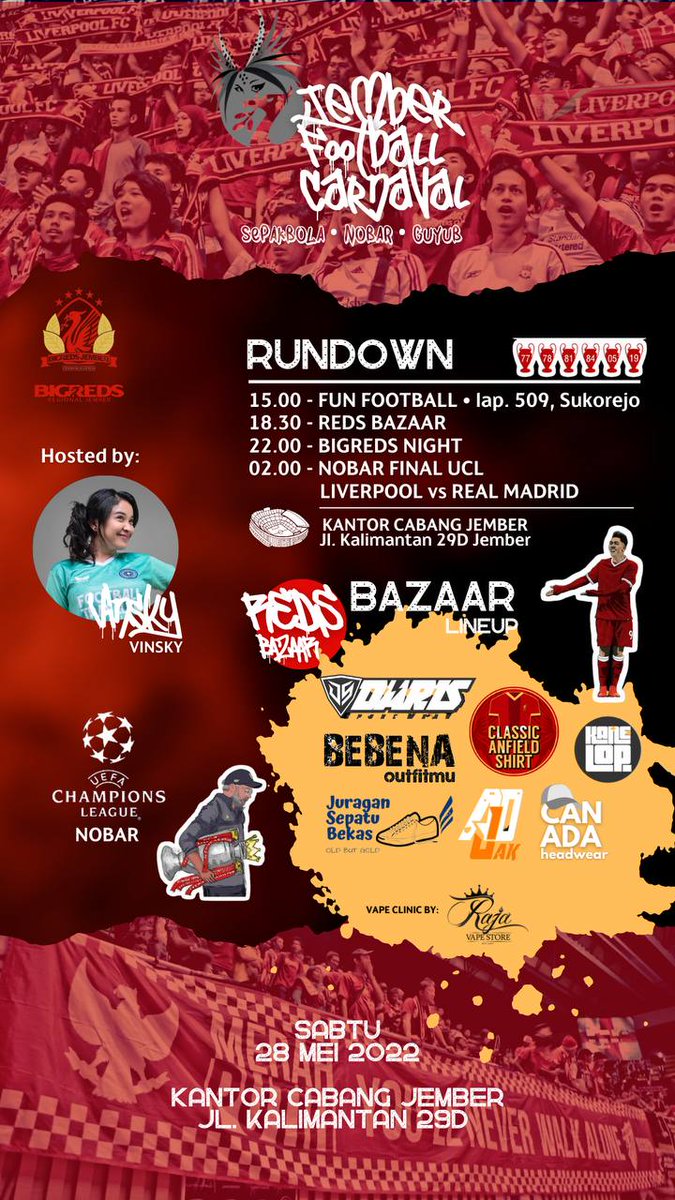Good Morning Reds.

Hari ini adalah hari terakhir penjualan tiket presale dan kabar baiknya sudah 75% kuota penonton telah terisi, nah bagi yg belum membeli di segerakan ya mumpung masih ada rek.
Yakin ga mau nonton bareng kita2 ? 😬

Tuh mbak Vinsky sudah menanti 👋