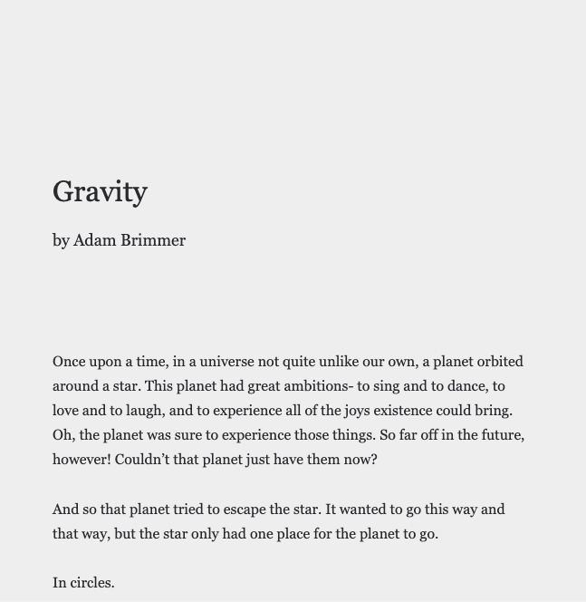 uncookd_'s tweet photo. by Adam Brimmer

Gravity

https://t.co/l7gZ2Z8cb6

The Dreamer

https://t.co/RguzAAMZw9

--

by bootshoe

The Apple Magician...

https://t.co/81DcmLpXnS

Juliette

https://t.co/jg4VICiKBy

..

#WritingCommunity #writing #writersoftwitter #Reading #allegory #fiction #Storyx18plus https://t.co/eRuK7CO8Wt