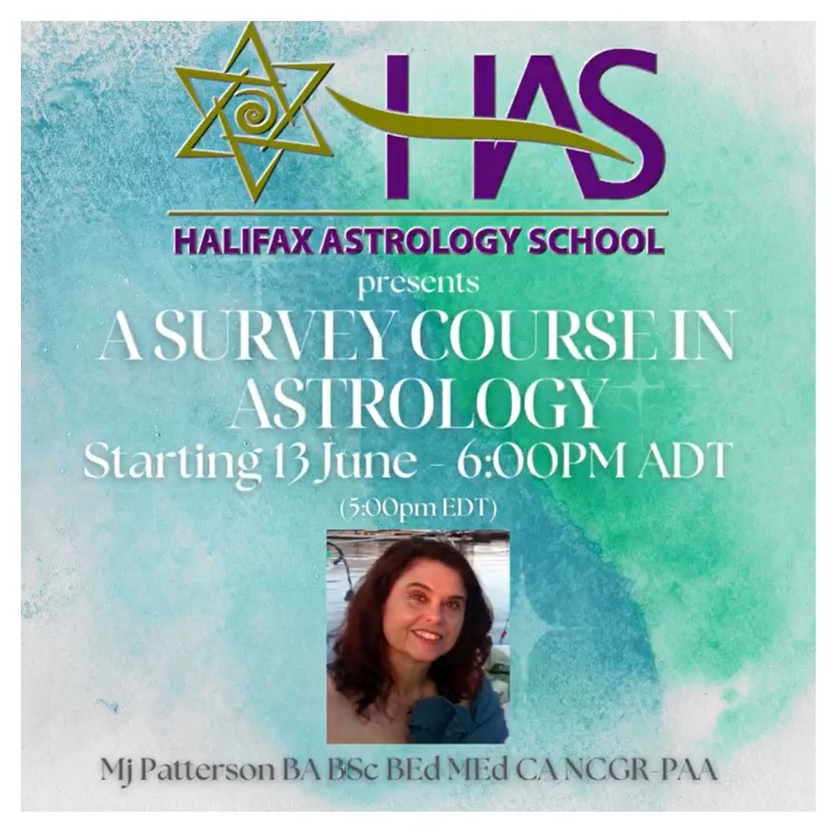 If you are interested in attending this blended (in person and/or online) survey course email me at Mj@HalifaxAstrologer.com or ring me on +1-902-880-0771
4 weeks, 2 hours per class, $60 per class or $200 prepaid. Come with a study buddy and it is $180 each! (and TONS more fun!)