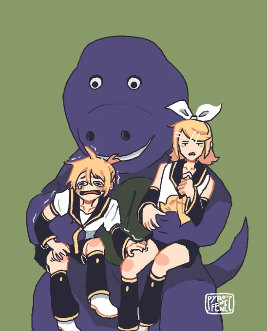 Len is fearing for his life. #VOCALOID #鏡音レン #鏡音リン 